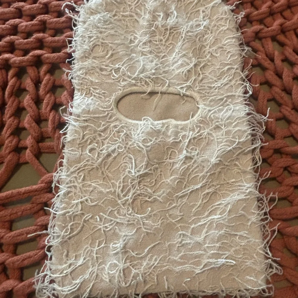 Shaggy Cream Knit Balaclava